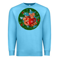 Ocean Blue gingerbread men with hot chocolate Premium Sweatshirt - BundleAndBundleShop