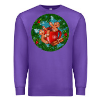Purple gingerbread men with hot chocolate Premium Sweatshirt - BundleAndBundleShop