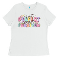 White not perfect just forgiven Ladies Tee - MaliasSmallBusiness