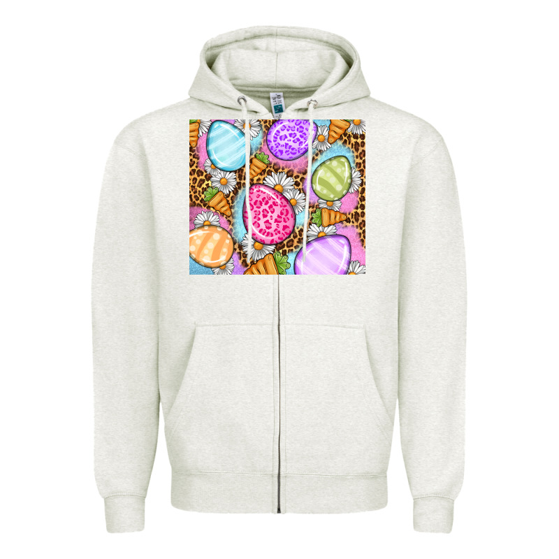 Easter Eggs Daisies Carrots Zipper Hoodie by OliviaCreatesArt | Teevron