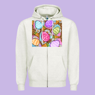 Easter Eggs Daisies Carrots Zipper Hoodie Designed By Oliviacreatesart