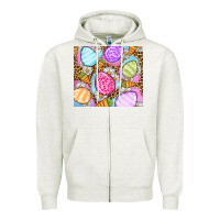 Oatmeal Heather Easter eggs daisies carrots Zipper Hoodie - OliviaCreatesArt