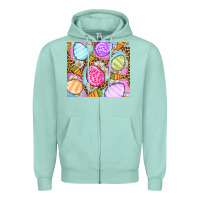 Seafoam Easter eggs daisies carrots Zipper Hoodie - OliviaCreatesArt