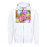 White Easter eggs daisies carrots Zipper Hoodie - OliviaCreatesArt