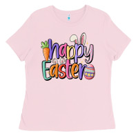 Bubblegum Pink happy easter Ladies Tee - MaliasSmallBusiness