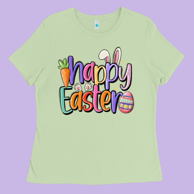 Happy Easter Ladies Tee Designed By Maliassmallbusiness