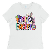 White happy easter Ladies Tee - MaliasSmallBusiness