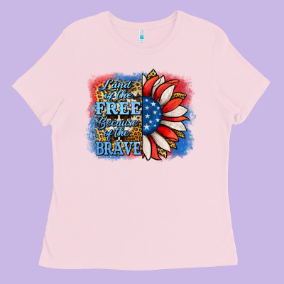Patriotic Sunflower Land Of The Free Ladies Tee Designed By Jasminsmagicworld