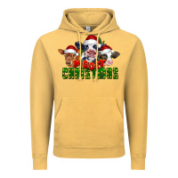 Vintage Mustard Mooey Christmas Cows Vintage Hoodie - LillyAllenDesigns
