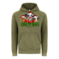 Vintage Olive Mooey Christmas Cows Vintage Hoodie - LillyAllenDesigns