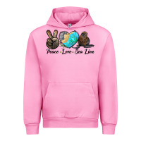 Fuchsia Pink Peace Love Sea Lion Urban Hoodie - LillyAllenDesigns