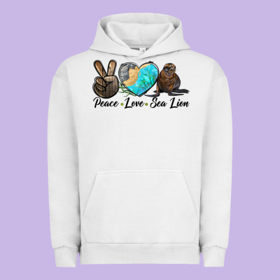 Peace Love Sea Lion Urban Hoodie Designed By Lillyallendesigns