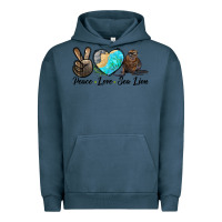Pigment Midnight Navy Peace Love Sea Lion Urban Hoodie - LillyAllenDesigns