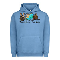 Pigment Pebble Blue Peace Love Sea Lion Urban Hoodie - LillyAllenDesigns