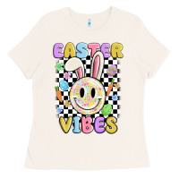 Bone easter vibes smiley face Ladies Tee - MaliasSmallBusiness