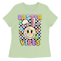 Matcha easter vibes smiley face Ladies Tee - MaliasSmallBusiness