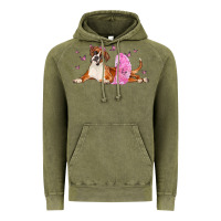 Vintage Olive boxer dog with tutu Vintage Hoodie - LillyAllenDesigns