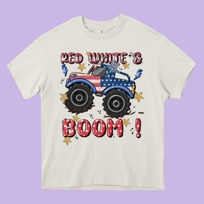 4th Of July Png, Monster Truck Heavy Core Tee Designed By Maliassmallbusiness