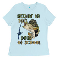 Baby Blue reelin' in 100 days of school Ladies Tee - MaliasSmallBusiness