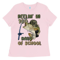 Bubblegum Pink reelin' in 100 days of school Ladies Tee - MaliasSmallBusiness