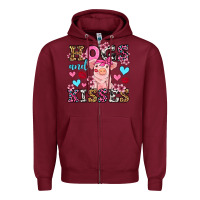 Burgundy hogs and kisses pig  olivia Zipper Hoodie - OliviaCreatesArt