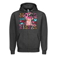 Charcoal Heather hogs and kisses pig  olivia Zipper Hoodie - OliviaCreatesArt