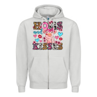 Dove Grey hogs and kisses pig  olivia Zipper Hoodie - OliviaCreatesArt