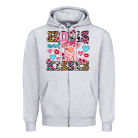 Heather Grey hogs and kisses pig  olivia Zipper Hoodie - OliviaCreatesArt