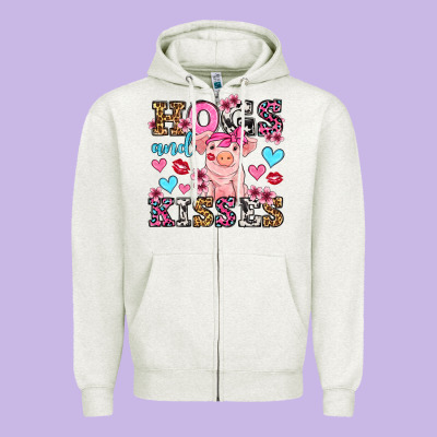 Hogs And Kisses Pig  Olivia Zipper Hoodie Designed By Oliviacreatesart