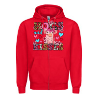 Red hogs and kisses pig  olivia Zipper Hoodie - OliviaCreatesArt