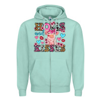 Seafoam hogs and kisses pig  olivia Zipper Hoodie - OliviaCreatesArt