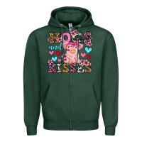 Sports Green hogs and kisses pig  olivia Zipper Hoodie - OliviaCreatesArt