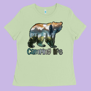 Camping Bear Ladies Tee Designed By Maliassmallbusiness