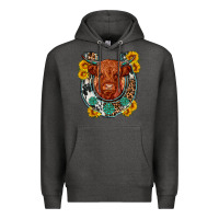 Charcoal Heather western leopard cowhide cow horseshoe Premium Hoodie - OliviaCreatesArt