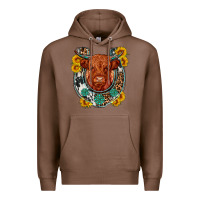Chestnut western leopard cowhide cow horseshoe Premium Hoodie - OliviaCreatesArt