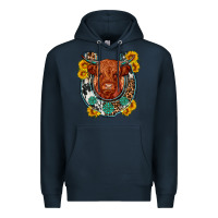 Navy western leopard cowhide cow horseshoe Premium Hoodie - OliviaCreatesArt