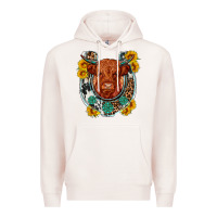 Pale Pink western leopard cowhide cow horseshoe Premium Hoodie - OliviaCreatesArt