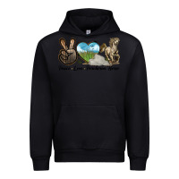 Black Peace Love Percheron Horse Urban Hoodie - LillyAllenDesigns