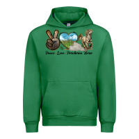 Emerald Peace Love Percheron Horse Urban Hoodie - LillyAllenDesigns