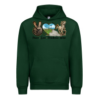 Forest Green Peace Love Percheron Horse Urban Hoodie - LillyAllenDesigns