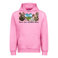 Fuchsia Pink Peace Love Percheron Horse Urban Hoodie - LillyAllenDesigns