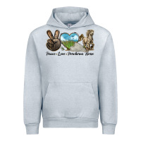 Heather Grey Peace Love Percheron Horse Urban Hoodie - LillyAllenDesigns