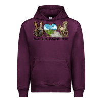 Mauve Wine Peace Love Percheron Horse Urban Hoodie - LillyAllenDesigns