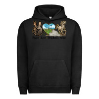 Pigment Black Peace Love Percheron Horse Urban Hoodie - LillyAllenDesigns