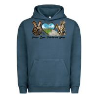 Pigment Midnight Navy Peace Love Percheron Horse Urban Hoodie - LillyAllenDesigns