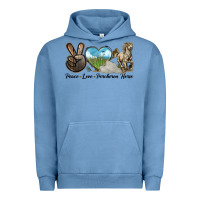 Pigment Pebble Blue Peace Love Percheron Horse Urban Hoodie - LillyAllenDesigns