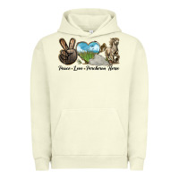 Pigment Pistachio Peace Love Percheron Horse Urban Hoodie - LillyAllenDesigns