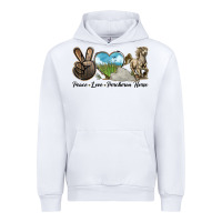 White Peace Love Percheron Horse Urban Hoodie - LillyAllenDesigns