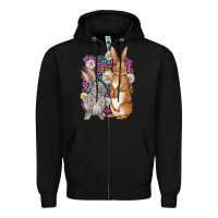 Black Bunnys Easter with leopard background Zipper Hoodie - OliviaCreatesArt