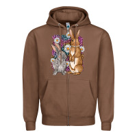 Chestnut Bunnys Easter with leopard background Zipper Hoodie - OliviaCreatesArt